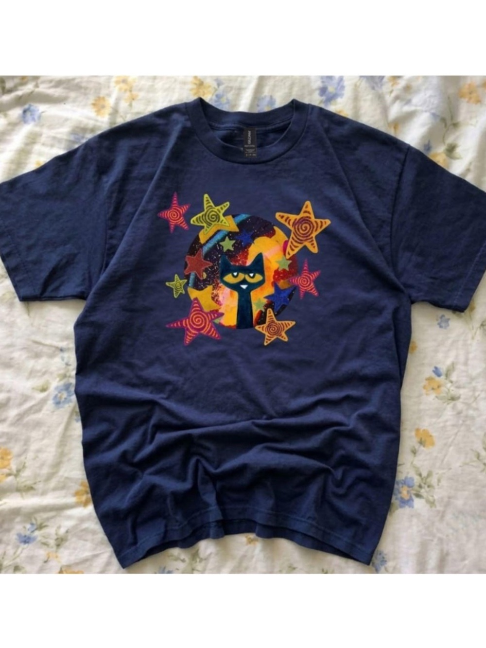 Pete Navy Blue Graphic Cat Star Tee